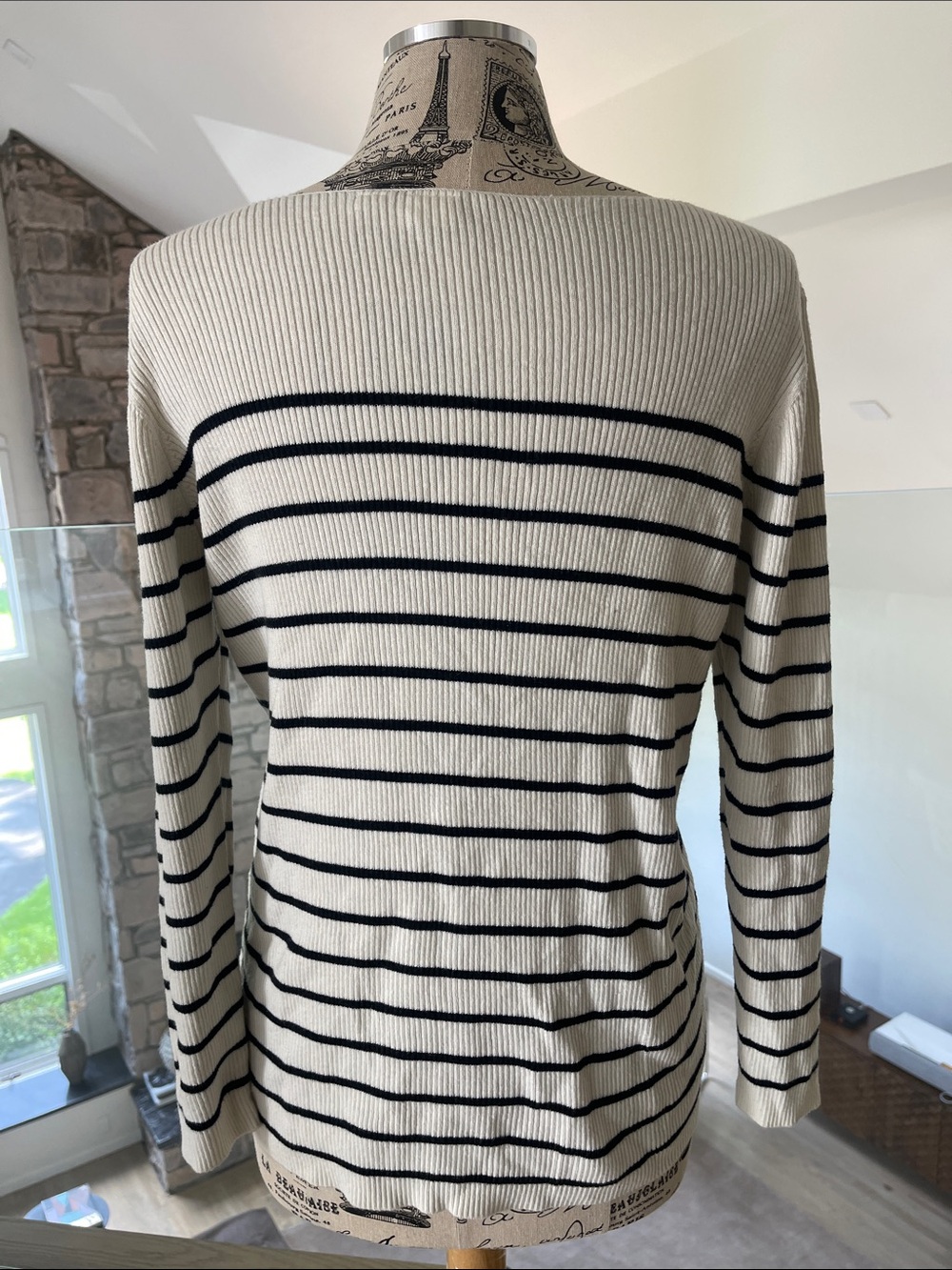 GAP Cream and Black Striped Boatneck Long Sleeve Top - Picture 5 of 5